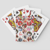 Multi Photo Collage Simple Moderne Hexagon Pattern Pokerkaarten (Achterkant)