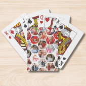 Multi Photo Collage Simple Moderne Hexagon Pattern Pokerkaarten