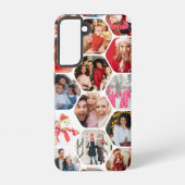 Multi Photo Collage Simple Moderne Hexagon Pattern Samsung Galaxy Hoesje (Achterkant)