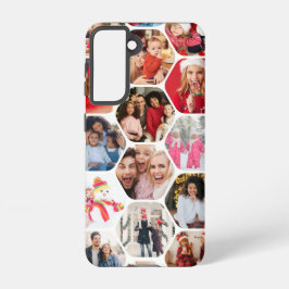 Multi Photo Collage Simple Moderne Hexagon Pattern Samsung Galaxy Hoesje