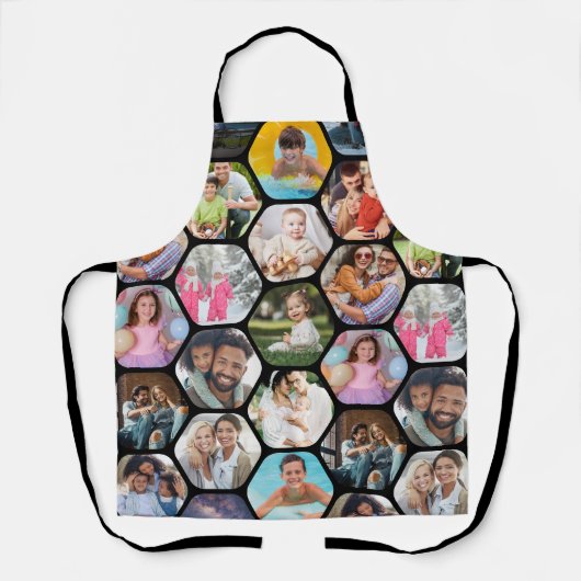 Multi Photo Collage Simple Moderne Hexagon Pattern Schort (Voorkant)