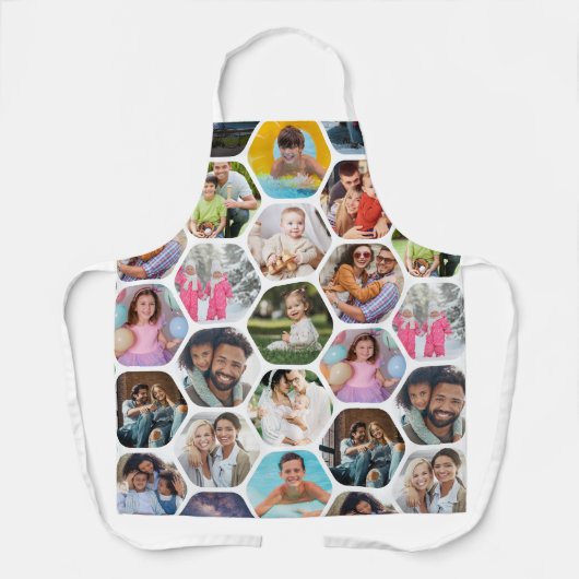 Multi Photo Collage Simple Moderne Hexagon Pattern Schort (Voorkant)