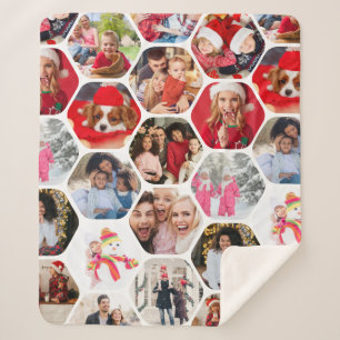 Multi Photo Collage Simple Moderne Hexagon Pattern Sherpa Deken