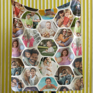Multi Photo Collage Simple Moderne Hexagon Pattern Sherpa Deken