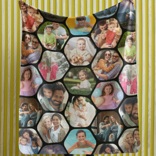 Multi Photo Collage Simple Moderne Hexagon Pattern Sherpa Deken