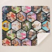 Multi Photo Collage Simple Moderne Hexagon Pattern Sherpa Deken (Voorkant (horizontaal))