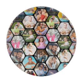 Multi Photo Collage Simple Moderne Hexagon Pattern Snijplank