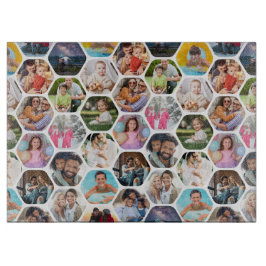 Multi Photo Collage Simple Moderne Hexagon Pattern Snijplank