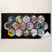 Multi Photo Collage Simple Moderne Hexagon Pattern Strandlaken (Voorkant)