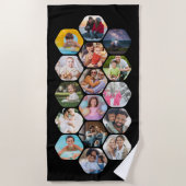 Multi Photo Collage Simple Moderne Hexagon Pattern Strandlaken (Voorkant)