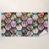Multi Photo Collage Simple Moderne Hexagon Pattern Strandlaken (Voorkant)