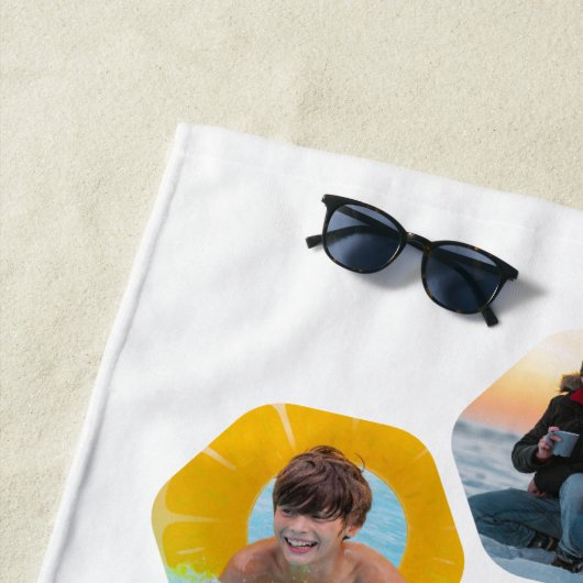 Multi Photo Collage Simple Moderne Hexagon Pattern Strandlaken (In situ)