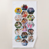 Multi Photo Collage Simple Moderne Hexagon Pattern Strandlaken (Voorkant)