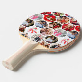 Multi Photo Collage Simple Moderne Hexagon Pattern Tafeltennisbatje (Voorkant Gekanteld)