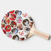 Multi Photo Collage Simple Moderne Hexagon Pattern Tafeltennisbatje (Zijkant)