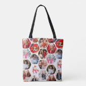 Multi Photo Collage Simple Moderne Hexagon Pattern Tote Bag (Achterkant)