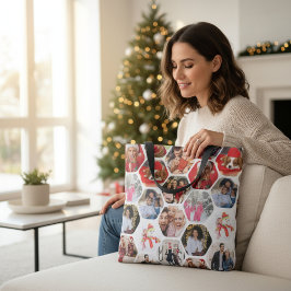 Multi Photo Collage Simple Moderne Hexagon Pattern Tote Bag