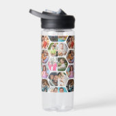 Multi Photo Collage Simple Moderne Hexagon Pattern Waterfles (Rechts)