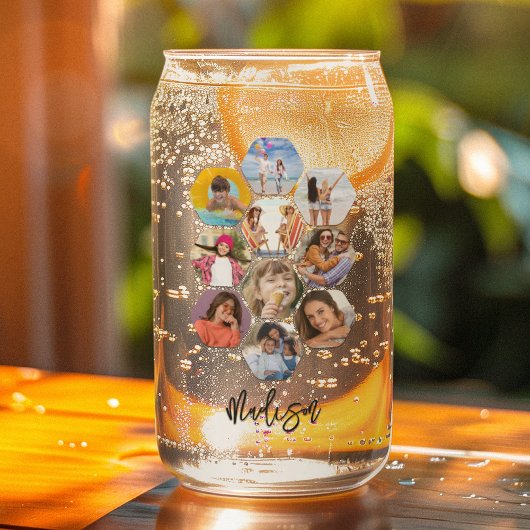 Multi Photo Collage Simple Moderne Personalized Blikvorm Glas