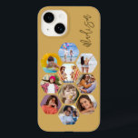 Multi Photo Collage Simple Moderne Personalized Case-Mate iPhone 14 Hoesje<br><div class="desc">Multifoto Collage Simple Modern Persoonlijke Naam Hexagon Patroon Smartphone iPhone Case bevat een fotocollage van uw favoriete foto's in een hexagonvorm. Gepersonaliseerd voor jouw naam. Perfect voor verjaardag, Kerstmis, Moederdag, Vaderdag, grootouders, broer, zus, beste vriend en nog veel meer. FOTO TIP: centreer uw foto's voordat u ze uploadt naar Zazzle....</div>