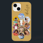 Multi Photo Collage Simple Moderne Personalized Case-Mate iPhone 14 Hoesje<br><div class="desc">Multifoto Collage Simple Modern Persoonlijke Naam Hexagon Patroon Smartphone iPhone Case bevat een fotocollage van uw favoriete foto's in een hexagonvorm. Gepersonaliseerd voor jouw naam. Perfect voor verjaardag, Kerstmis, Moederdag, Vaderdag, grootouders, broer, zus, beste vriend en nog veel meer. FOTO TIP: centreer uw foto's voordat u ze uploadt naar Zazzle....</div>