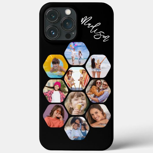 Multi Photo Collage Simple Moderne Personalized Case-Mate iPhone Case (Achterkant)