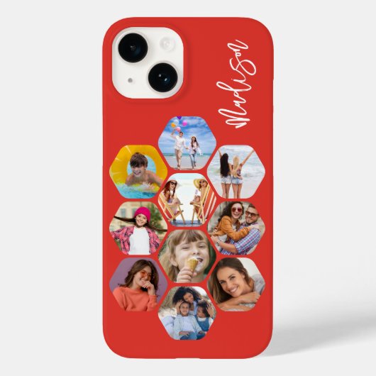 Multi Photo Collage Simple Moderne Personalized Case-Mate iPhone Case (Achterkant)