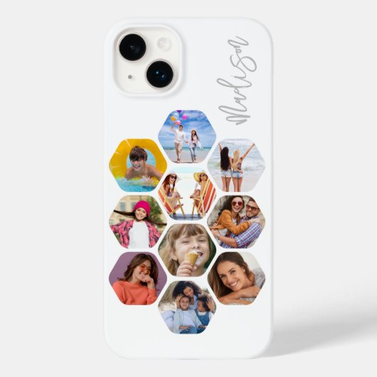 Multi Photo Collage Simple Moderne Personalized Case-Mate iPhone Case (Achterkant)