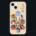 Multi Photo Collage Simple Moderne Personalized Case-Mate iPhone 14 Hoesje<br><div class="desc">Multifoto Collage Simple Modern Persoonlijke Naam Hexagon Patroon Smartphone iPhone Case bevat een fotocollage van uw favoriete foto's in een hexagonvorm. Gepersonaliseerd voor jouw naam. Perfect voor verjaardag, Kerstmis, Moederdag, Vaderdag, grootouders, broer, zus, beste vriend en nog veel meer. FOTO TIP: centreer uw foto's voordat u ze uploadt naar Zazzle....</div>