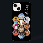 Multi Photo Collage Simple Moderne Personalized Case-Mate iPhone 14 Hoesje<br><div class="desc">Multifoto Collage Simple Modern Persoonlijke Naam Hexagon Patroon Smartphone iPhone Case bevat een fotocollage van uw favoriete foto's in een hexagonvorm. Gepersonaliseerd voor jouw naam. Perfect voor verjaardag, Kerstmis, Moederdag, Vaderdag, grootouders, broer, zus, beste vriend en nog veel meer. FOTO TIP: centreer uw foto's voordat u ze uploadt naar Zazzle....</div>