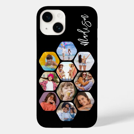 Multi Photo Collage Simple Moderne Personalized Case-Mate iPhone Case (Achterkant)