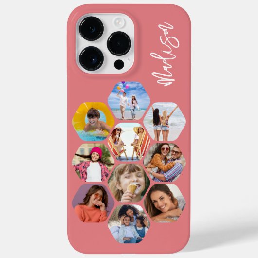 Multi Photo Collage Simple Moderne Personalized Case-Mate iPhone Case (Achterkant)