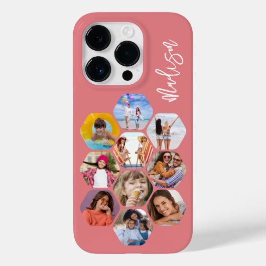 Multi Photo Collage Simple Moderne Personalized Case-Mate iPhone Case (Achterkant)