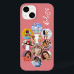 Multi Photo Collage Simple Moderne Personalized Case-Mate iPhone 14 Hoesje<br><div class="desc">Multifoto Collage Simple Modern Persoonlijke Naam Hexagon Patroon Smartphone iPhone Case bevat een fotocollage van uw favoriete foto's in een hexagonvorm. Gepersonaliseerd voor jouw naam. Perfect voor verjaardag, Kerstmis, Moederdag, Vaderdag, grootouders, broer, zus, beste vriend en nog veel meer. FOTO TIP: centreer uw foto's voordat u ze uploadt naar Zazzle....</div>