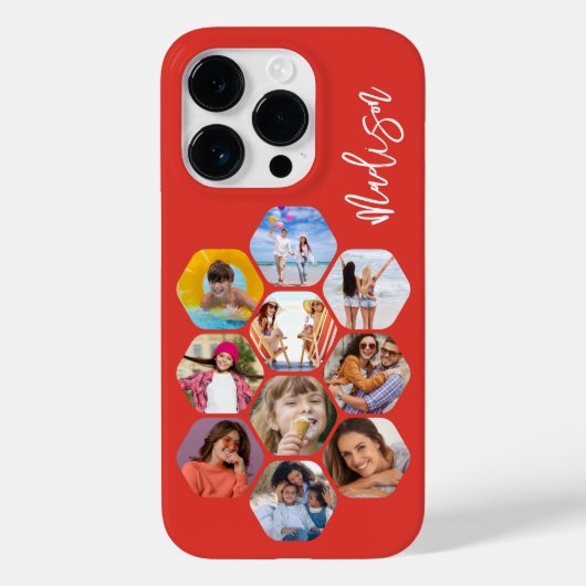 Multi Photo Collage Simple Moderne Personalized Case-Mate iPhone Case (Achterkant)