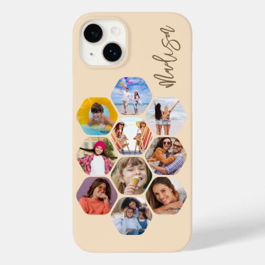 Multi Photo Collage Simple Moderne Personalized Case-Mate iPhone Case (Achterkant)