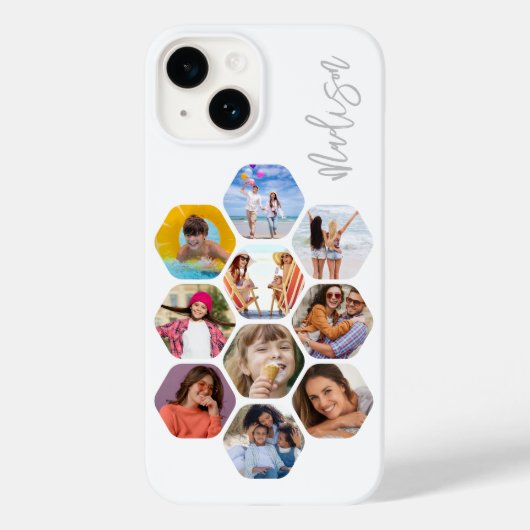 Multi Photo Collage Simple Moderne Personalized Case-Mate iPhone Case (Achterkant)