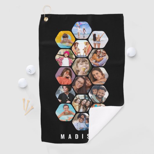 Multi Photo Collage Simple Moderne Personalized Golfhanddoek (Insitu)