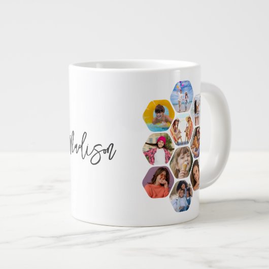 Multi Photo Collage Simple Moderne Personalized Grote Koffiekop (Voorkant rechts)