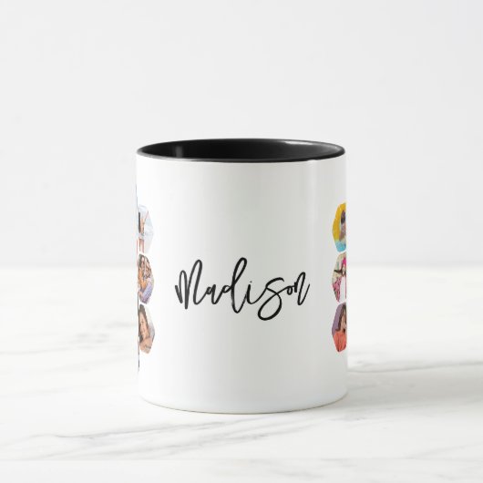 Multi Photo Collage Simple Moderne Personalized Mok (Midden)