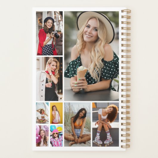 Multi Photo Collage Simple Moderne Personalized Planner (Achterkant)