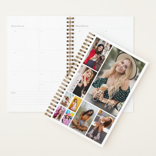 Multi Photo Collage Simple Moderne Personalized Planner (Display)