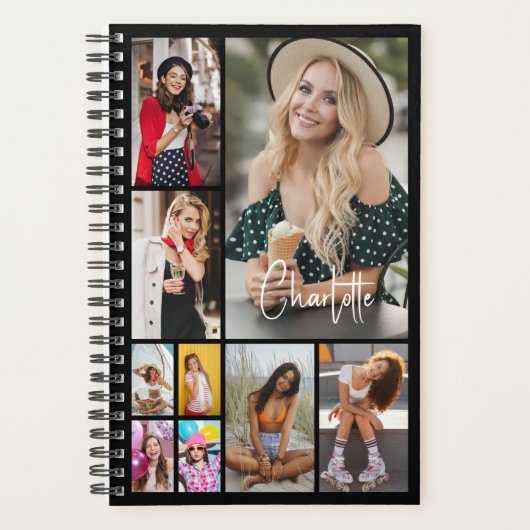 Multi Photo Collage Simple Moderne Personalized Planner (Voorkant)