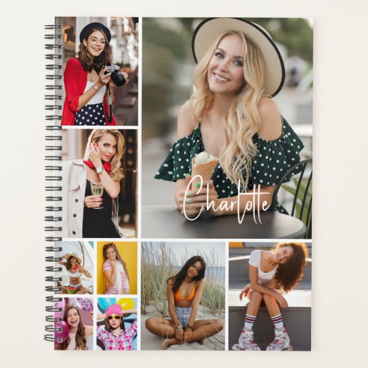 Multi Photo Collage Simple Moderne Personalized Planner (Voorkant)
