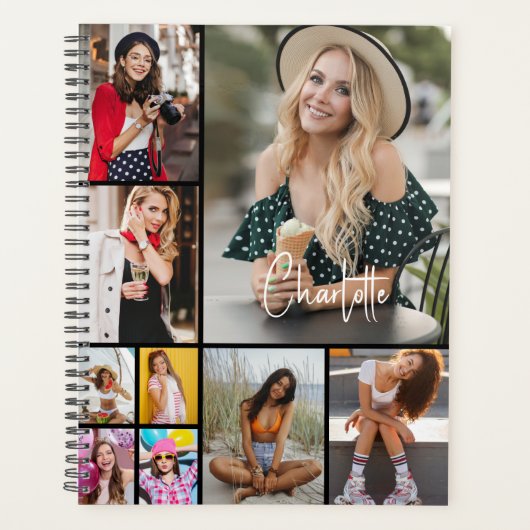 Multi Photo Collage Simple Moderne Personalized Planner (Voorkant)