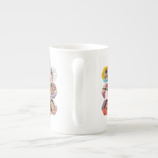 Multi Photo Collage Simple Moderne Personalized Porselein Kop (Achterkant)