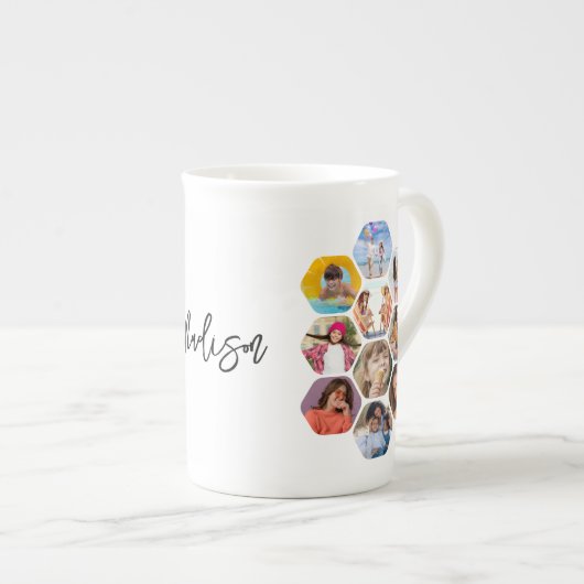 Multi Photo Collage Simple Moderne Personalized Porselein Kop (Voorkant rechts)