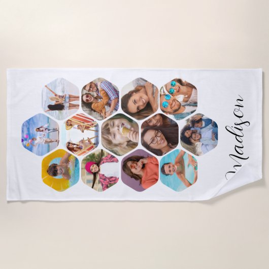 Multi Photo Collage Simple Moderne Personalized Strandlaken (Voorkant)