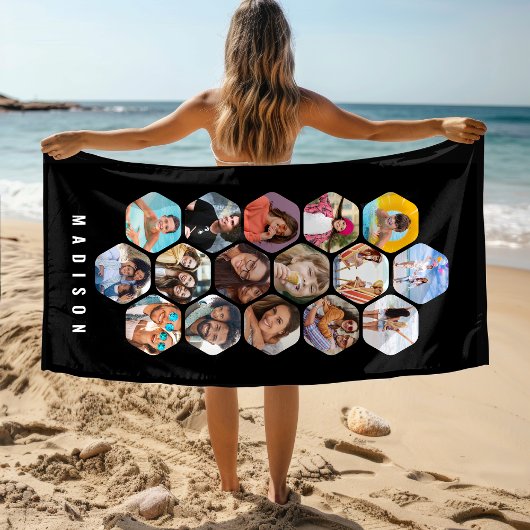 Multi Photo Collage Simple Moderne Personalized Strandlaken