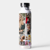 Multi Photo Collage Simple Moderne Personalized Waterfles (Links)
